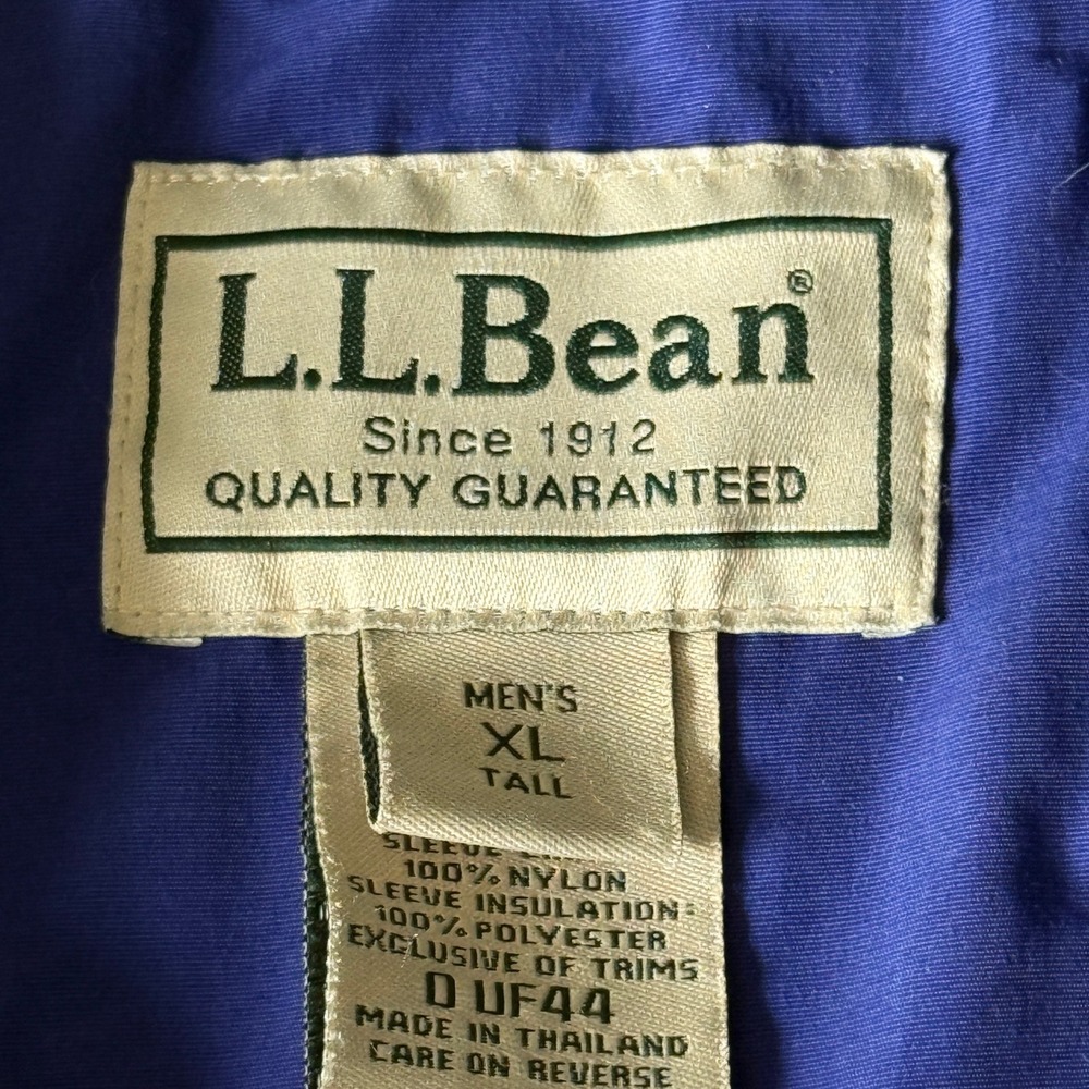 LL Bean Warm Up Jacket Mens XL Tall Blue Fleece Lined Full Zip Bomber 0UF44 - Picture 5 of 8